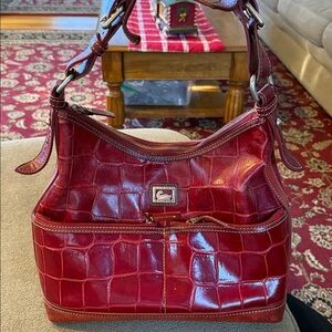 Dooney & Bourke Burgundy Red Wine Croc-Embossed Bag Purse (TD)